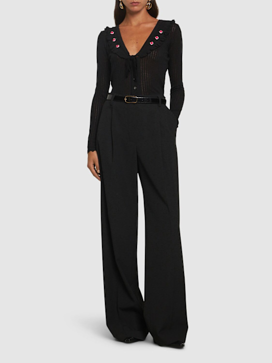 Alessandra Rich: Embroidered wool knit top - women_1 | Luisa Via Roma