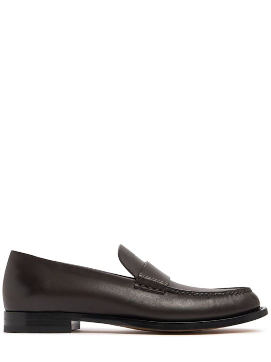 The Row: 20mm Novus leather loafers - Dark Brown - women_0 | Luisa Via Roma