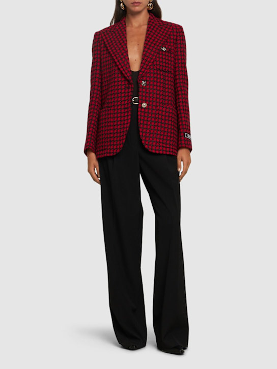 Versace: 羊毛混纺花呢单排扣夹克 - women_1 | Luisa Via Roma