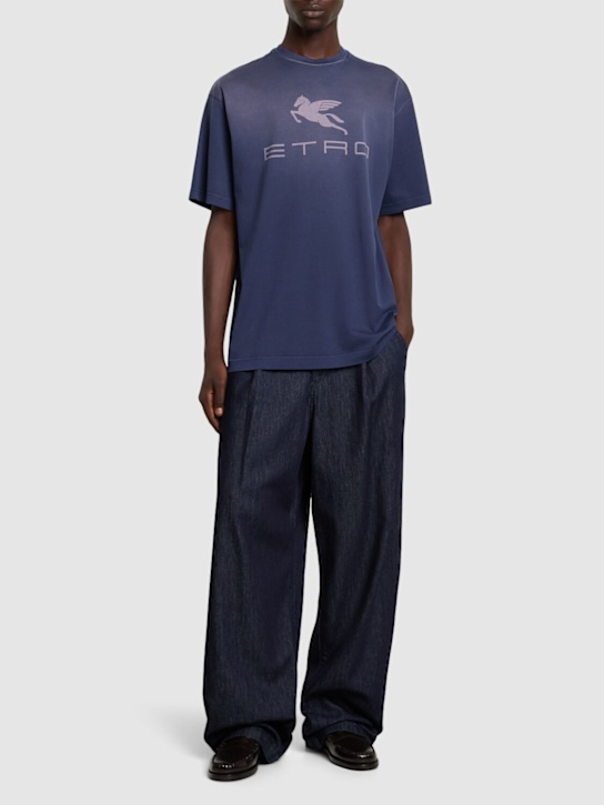 Etro: Printed logo cotton t-shirt - men_1 | Luisa Via Roma