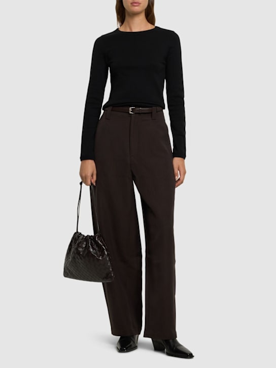 Flore Flore: Max Tee organic cotton rib l/s t-shirt - Black - women_1 | Luisa Via Roma