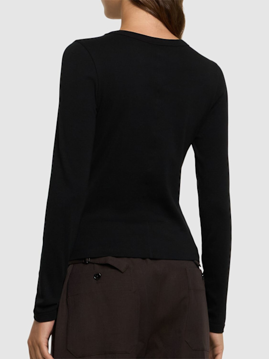 Flore Flore: Max Tee organic cotton rib l/s t-shirt - Black - women_2 | Luisa Via Roma