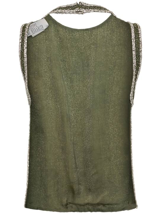 Giuseppe Di Morabito: Embellished open back top - Green - women_3 | Luisa Via Roma