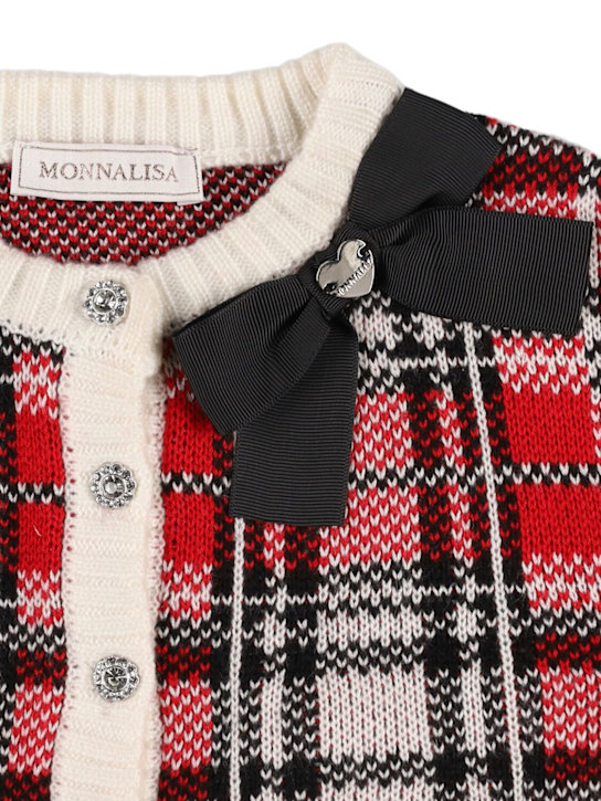 Monnalisa: Cardigan in maglia con stampa Check - kids-girls_1 | Luisa Via Roma