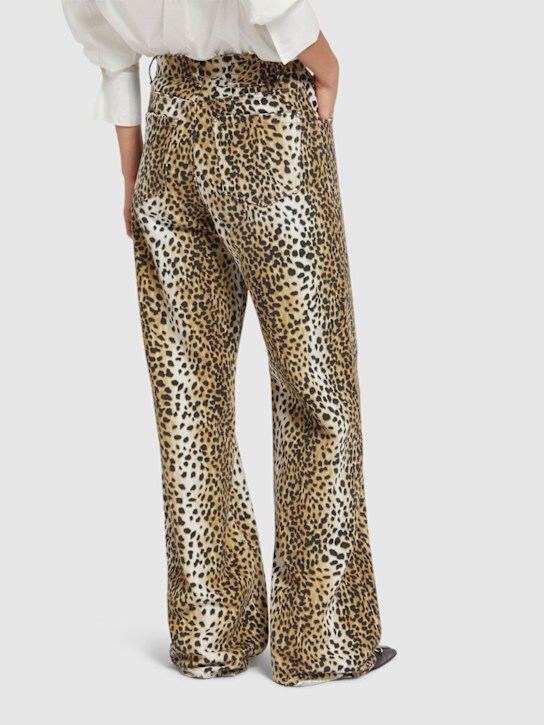 Blumarine: Leopard print high rise boyfriend jeans - Multicolor - women_2 | Luisa Via Roma