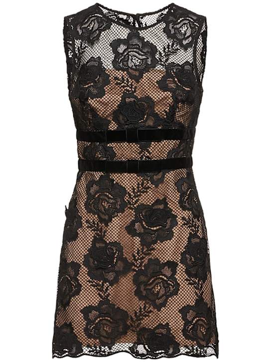 Self-portrait: Vestito in pizzo / fiocchi in velluto - Nero - women_0 | Luisa Via Roma