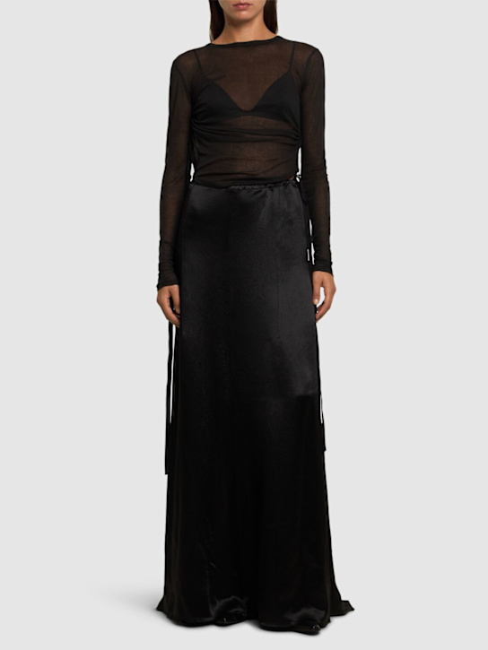 Ann Demeulemeester: Sita structured satin x-long skirt - Black - women_1 | Luisa Via Roma