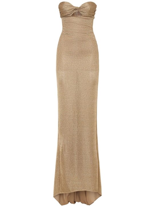 Giuseppe Di Morabito: Metalized jersey strapless gown - Gold - women_0 | Luisa Via Roma