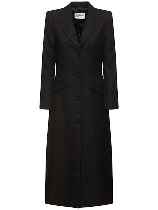 Roland Mouret: Tailored wool blend twill long coat - Black - women_0 | Luisa Via Roma