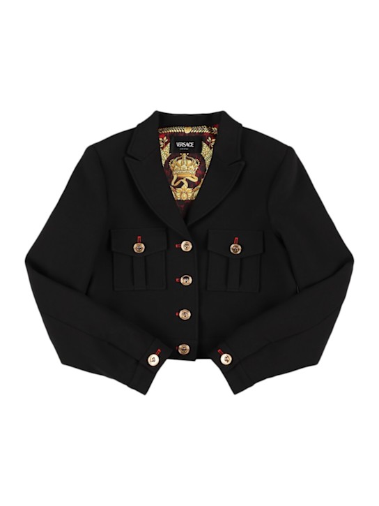 Versace: Poly blend jacket - Black - kids-girls_0 | Luisa Via Roma