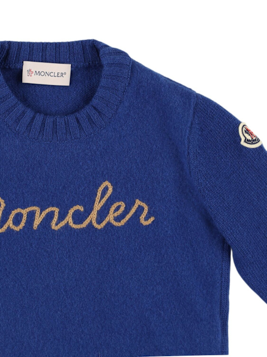 Moncler: Virgin wool crewneck sweatshirt - kids-boys_1 | Luisa Via Roma