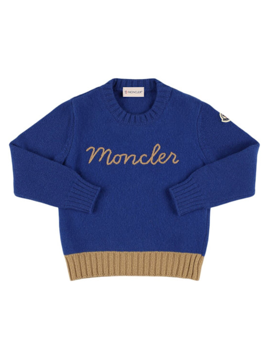 Moncler: Virgin wool crewneck sweatshirt - kids-boys_0 | Luisa Via Roma
