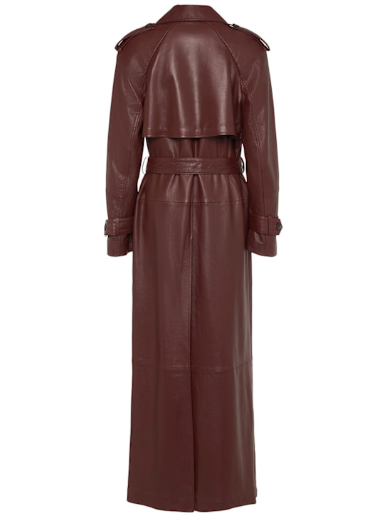 Giuseppe Di Morabito: Lamb leather long trench coat - Bordeaux - women_3 | Luisa Via Roma