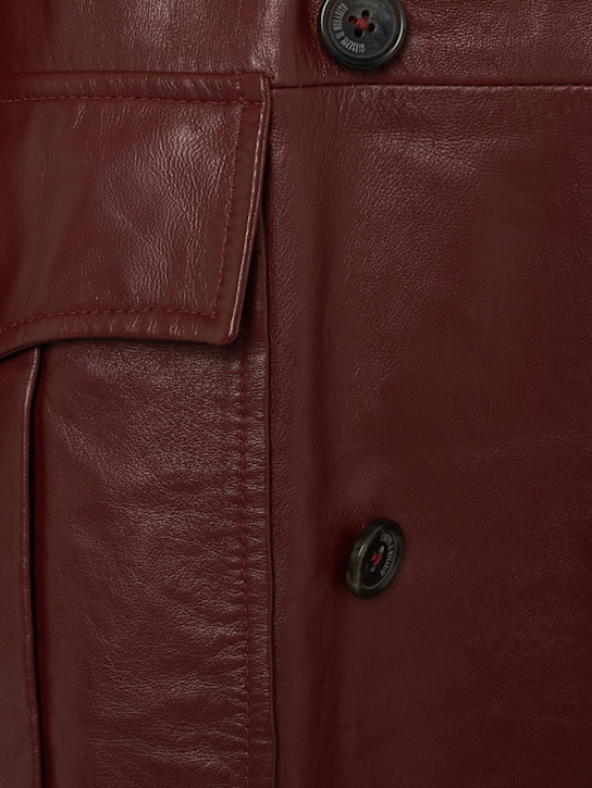 Giuseppe Di Morabito: Lamb leather long trench coat - Bordeaux - women_5 | Luisa Via Roma
