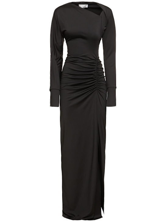 Slash-neck jersey gown