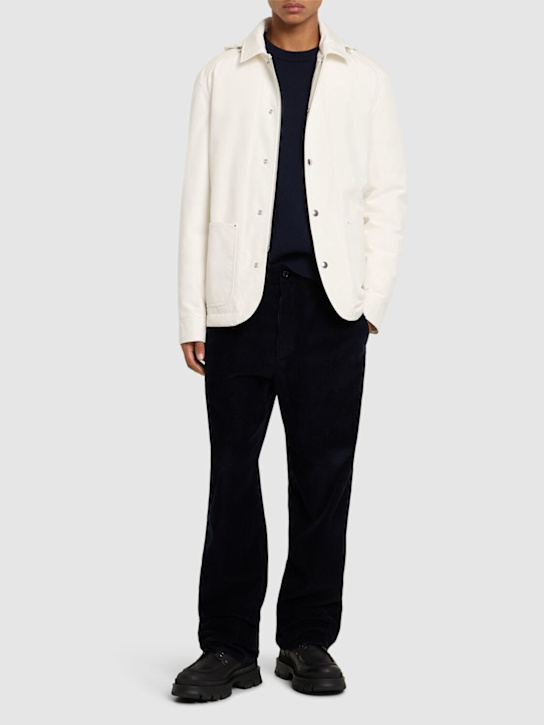 Moncler: Buffaure tech & cotton down jacket - men_1 | Luisa Via Roma