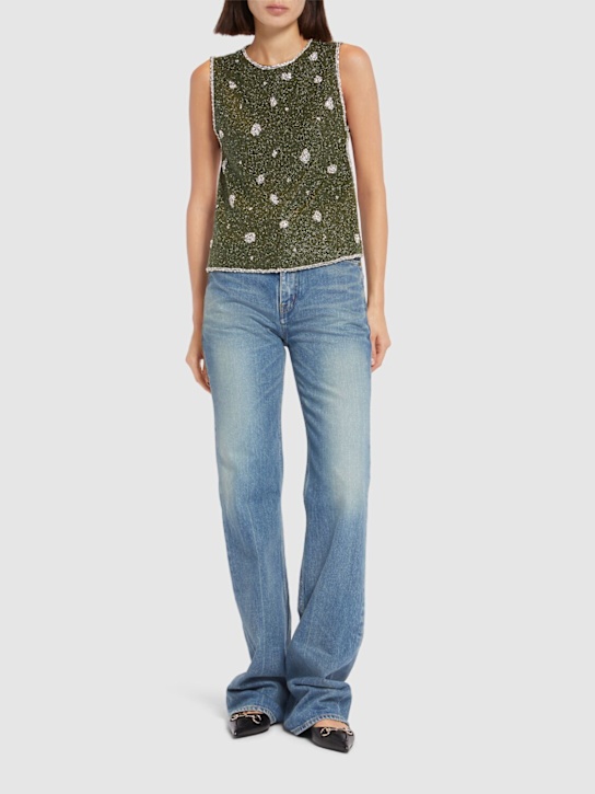 Giuseppe Di Morabito: Embellished open back top - Green - women_1 | Luisa Via Roma