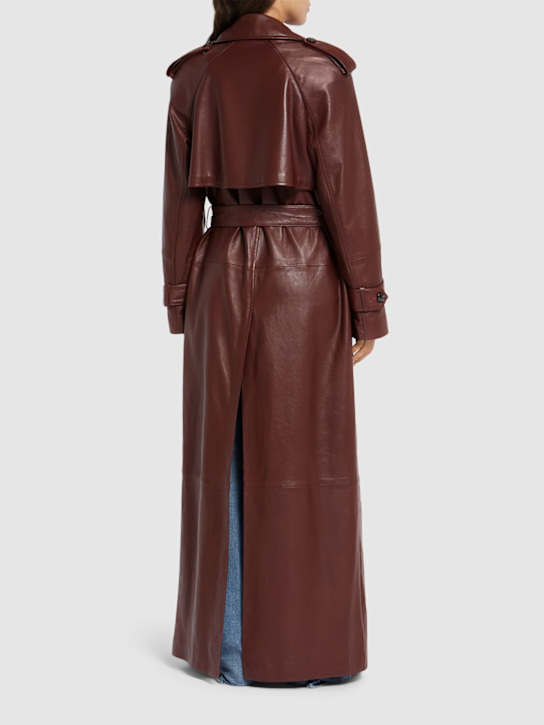 Giuseppe Di Morabito: Lamb leather long trench coat - Bordeaux - women_2 | Luisa Via Roma