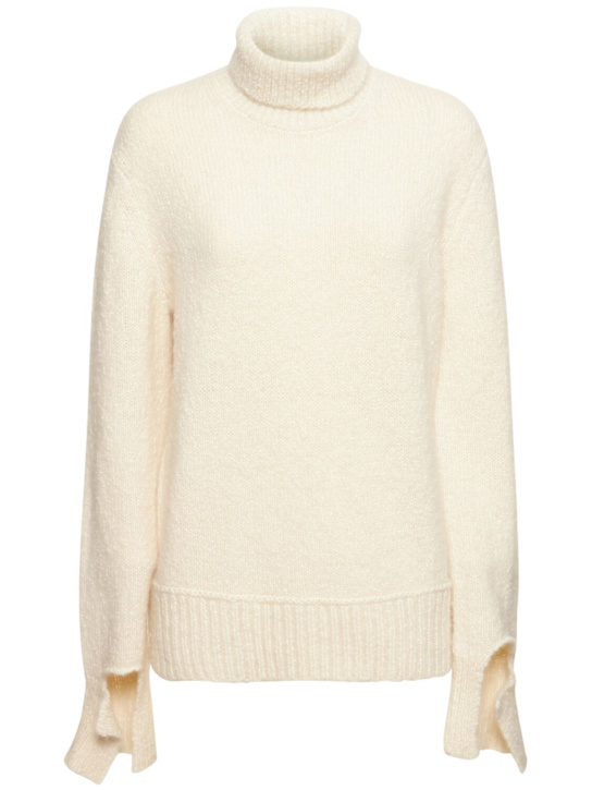 Michael Kors Collection: Alpaca blend split sleeve t-neck sweater - Ivory - women_0 | Luisa Via Roma