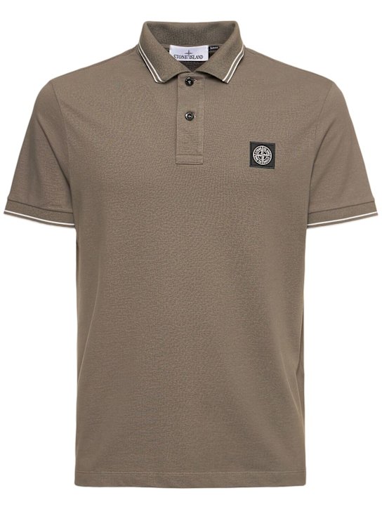 Stone Island: Short sleeve polo - 胡桃色 - men_0 | Luisa Via Roma