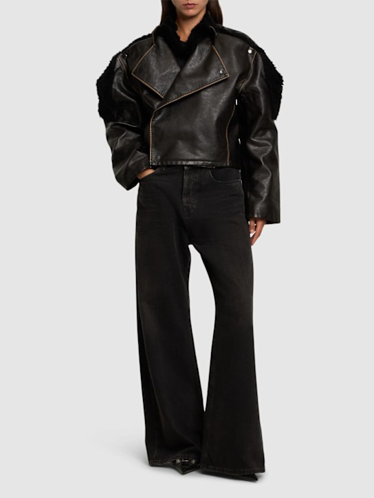 Y/PROJECT: Collapsed faux leather shoulder jacket - women_1 | Luisa Via Roma