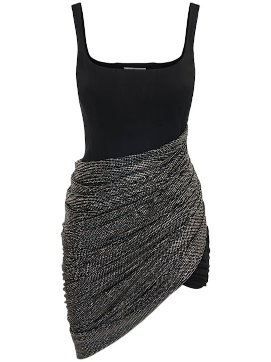 Giuseppe Di Morabito: Viscose draped asymmetric mini dress - Black - women_0 | Luisa Via Roma