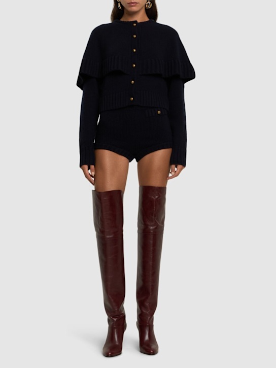 Chloé: Pantaloncini in maglia di lana e cashmere - Navy - women_1 | Luisa Via Roma