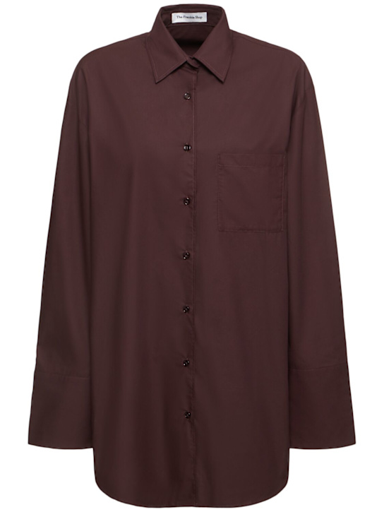 The Frankie Shop: Helen cotton poplin long shirt - women_0 | Luisa Via Roma