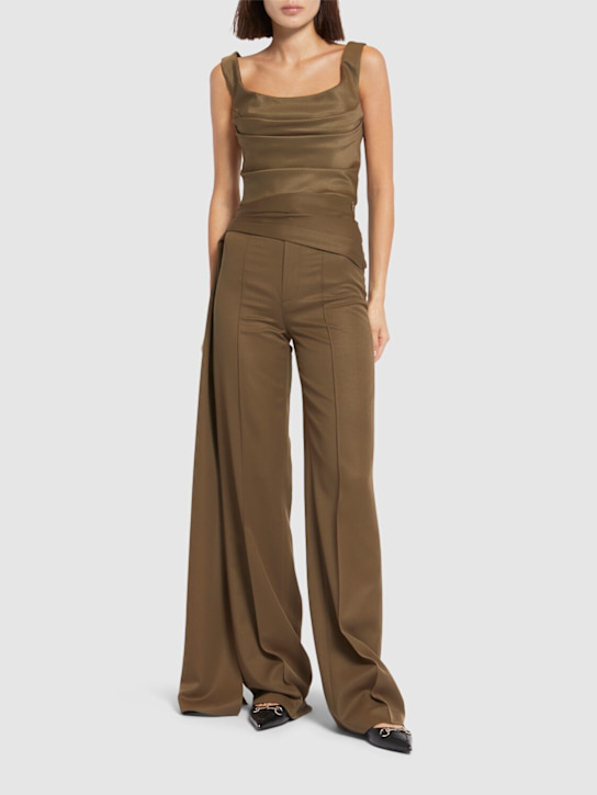 Giuseppe Di Morabito: Wool flared pants - Olive Green - women_1 | Luisa Via Roma