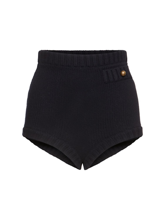Chloé: Pantaloncini in maglia di lana e cashmere - Navy - women_0 | Luisa Via Roma