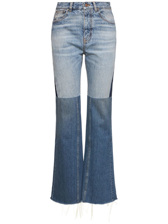 Chloé: Jeans svasati in denim patchwork - Blu/Multi - women_0 | Luisa Via Roma