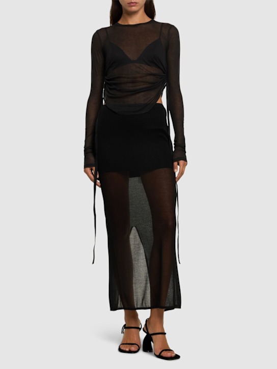 Ann Demeulemeester: Oke wrinkled jersey cropped top - Black - women_1 | Luisa Via Roma