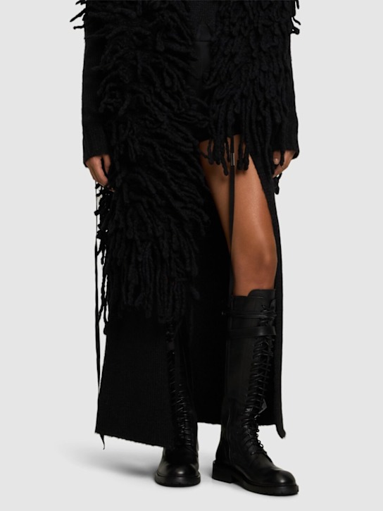 Ann Demeulemeester: 25mm Danny leather combat high boots - Black - women_1 | Luisa Via Roma