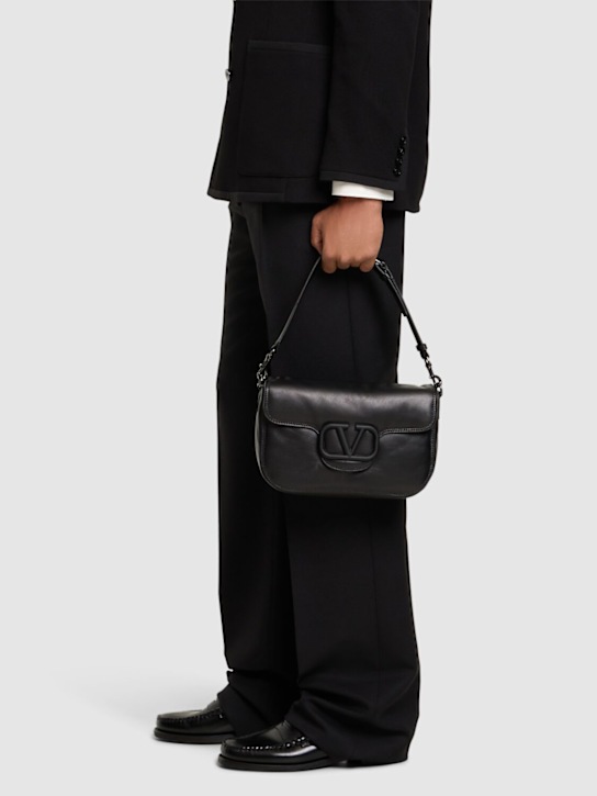 Valentino Garavani: Vlogo leather crossbody bag - men_1 | Luisa Via Roma