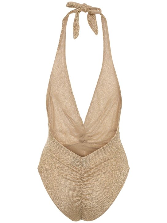 Giuseppe Di Morabito: Lycra knotted one piece swimsuit - Gold - women_3 | Luisa Via Roma