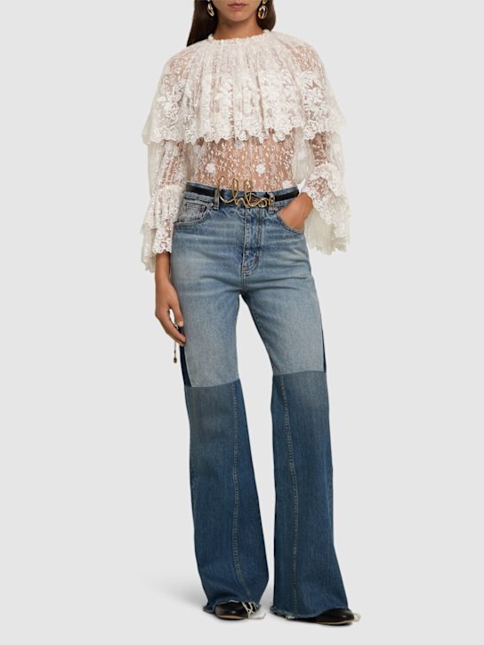 Chloé: Floral lace embroidered shirt - women_1 | Luisa Via Roma