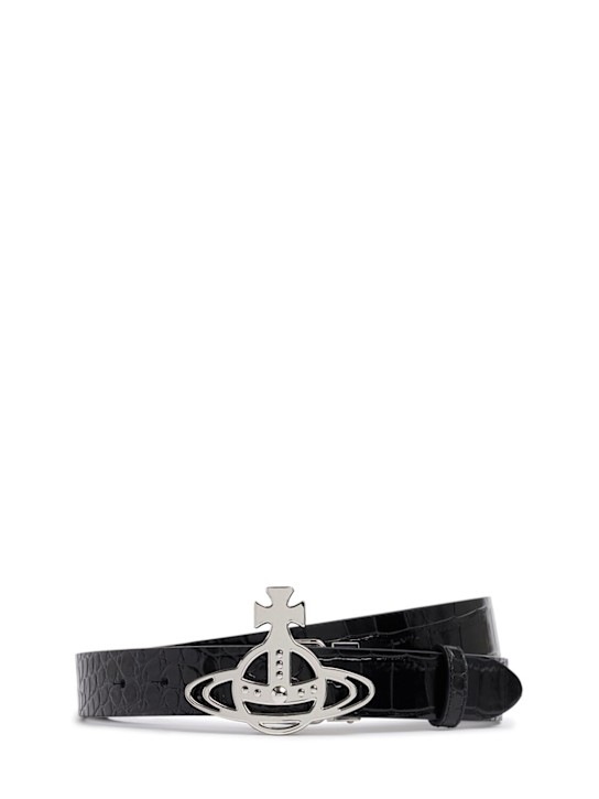 Vivienne Westwood: 5cm Orb buckle leather belt - women_0 | Luisa Via Roma