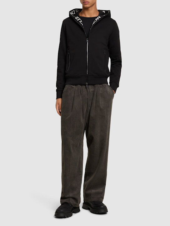 Moncler: Logo zip-up cotton sweatshirt - men_1 | Luisa Via Roma