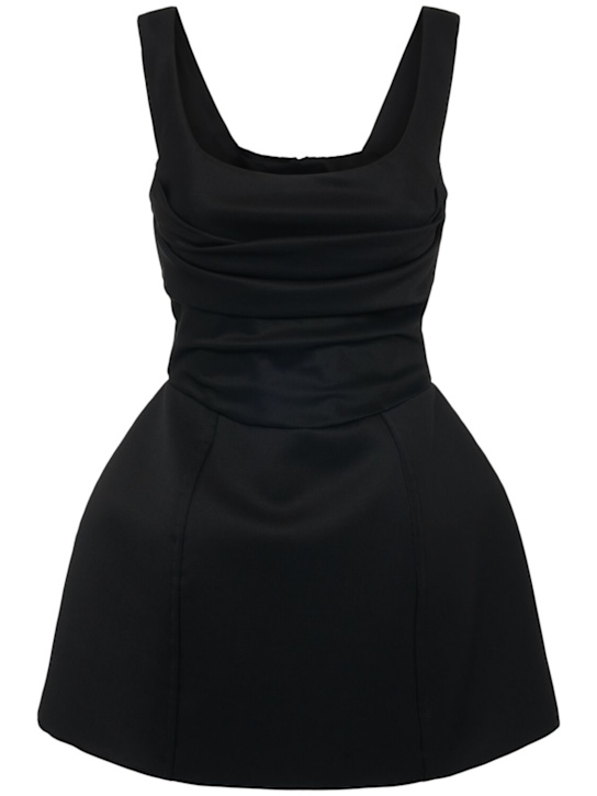 Giuseppe Di Morabito: Draped wool satin mini dress - Black - women_0 | Luisa Via Roma