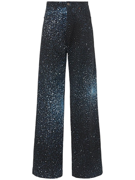 Giuseppe Di Morabito: Embellished denim wide leg jeans - Blue - women_0 | Luisa Via Roma
