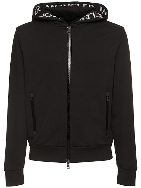 Moncler: Logo zip-up cotton sweatshirt - men_0 | Luisa Via Roma