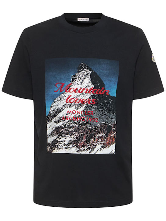 Moncler: Emerized cotton t-shirt - men_0 | Luisa Via Roma