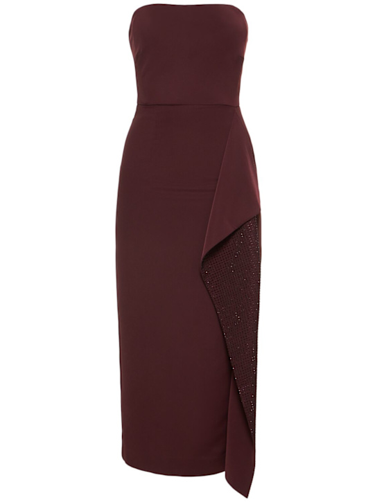 Roland Mouret: Strapless diamante ruffle midi dress - Aubergine - women_0 | Luisa Via Roma