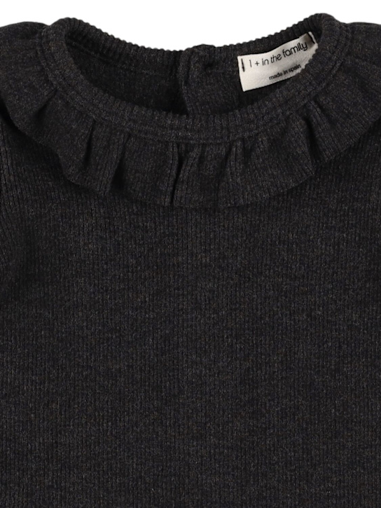 1 + IN THE FAMILY: T-shirt maniche lunghe in jersey di misto cotone - Grigio Scuro - kids-girls_1 | Luisa Via Roma