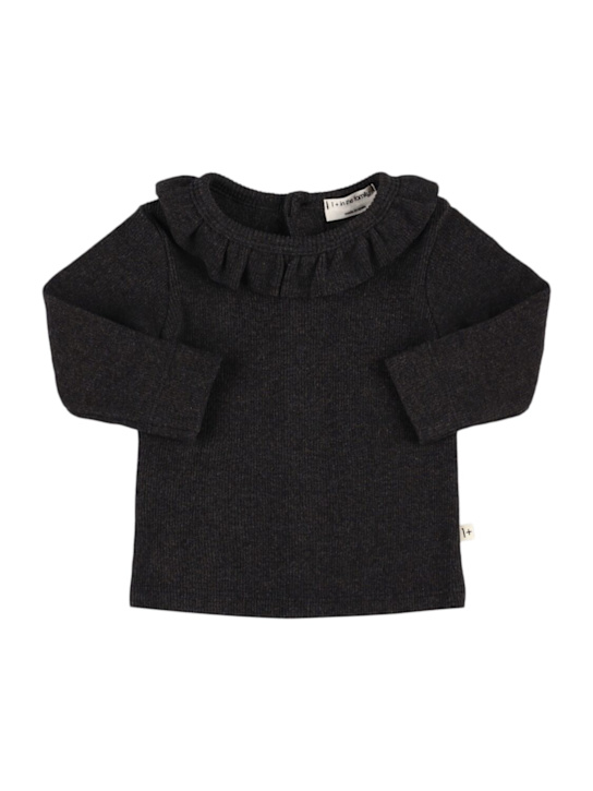 1 + IN THE FAMILY: T-shirt maniche lunghe in jersey di misto cotone - Grigio Scuro - kids-girls_0 | Luisa Via Roma