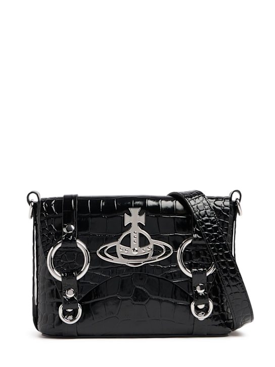 Vivienne Westwood: Kim croc embossed leather crossbody bag - women_0 | Luisa Via Roma