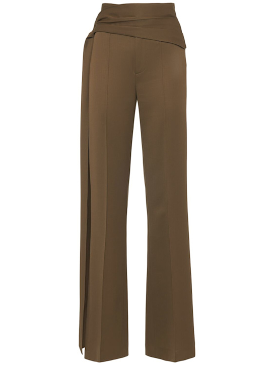 Giuseppe Di Morabito: Wool flared pants - Olive Green - women_0 | Luisa Via Roma