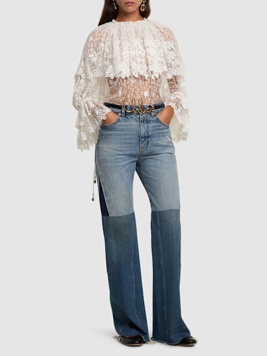 Chloé: Jeans svasati in denim patchwork - Blu/Multi - women_1 | Luisa Via Roma
