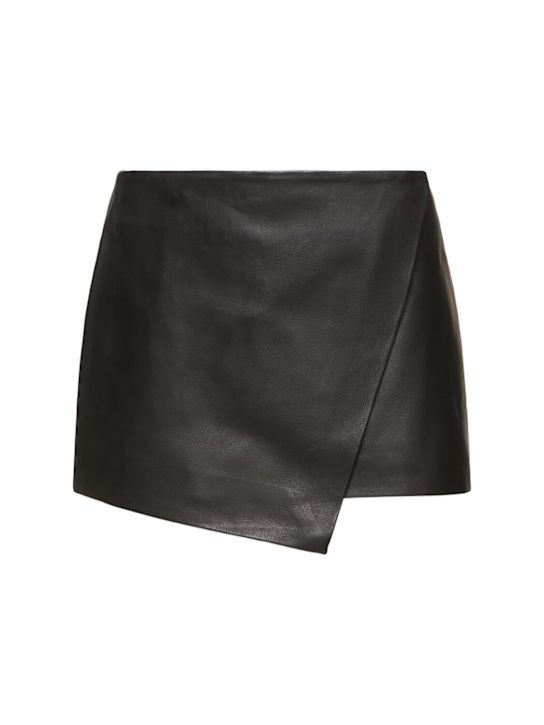 The Frankie Shop: Cleo leather mini wrap skirt - women_0 | Luisa Via Roma