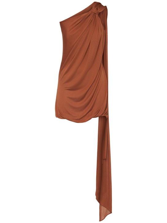 Giuseppe Di Morabito: Draped viscose mini dress - Rust - women_0 | Luisa Via Roma